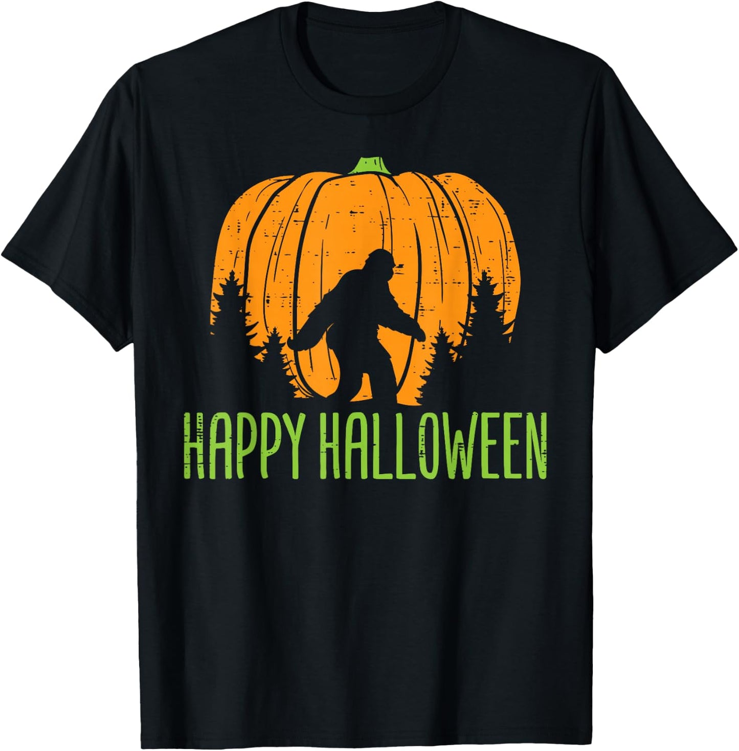 Happy Halloween Bigfoot Pumpkin Sasquatch Men Women Kids T-Shirt - T-Shirt | Black