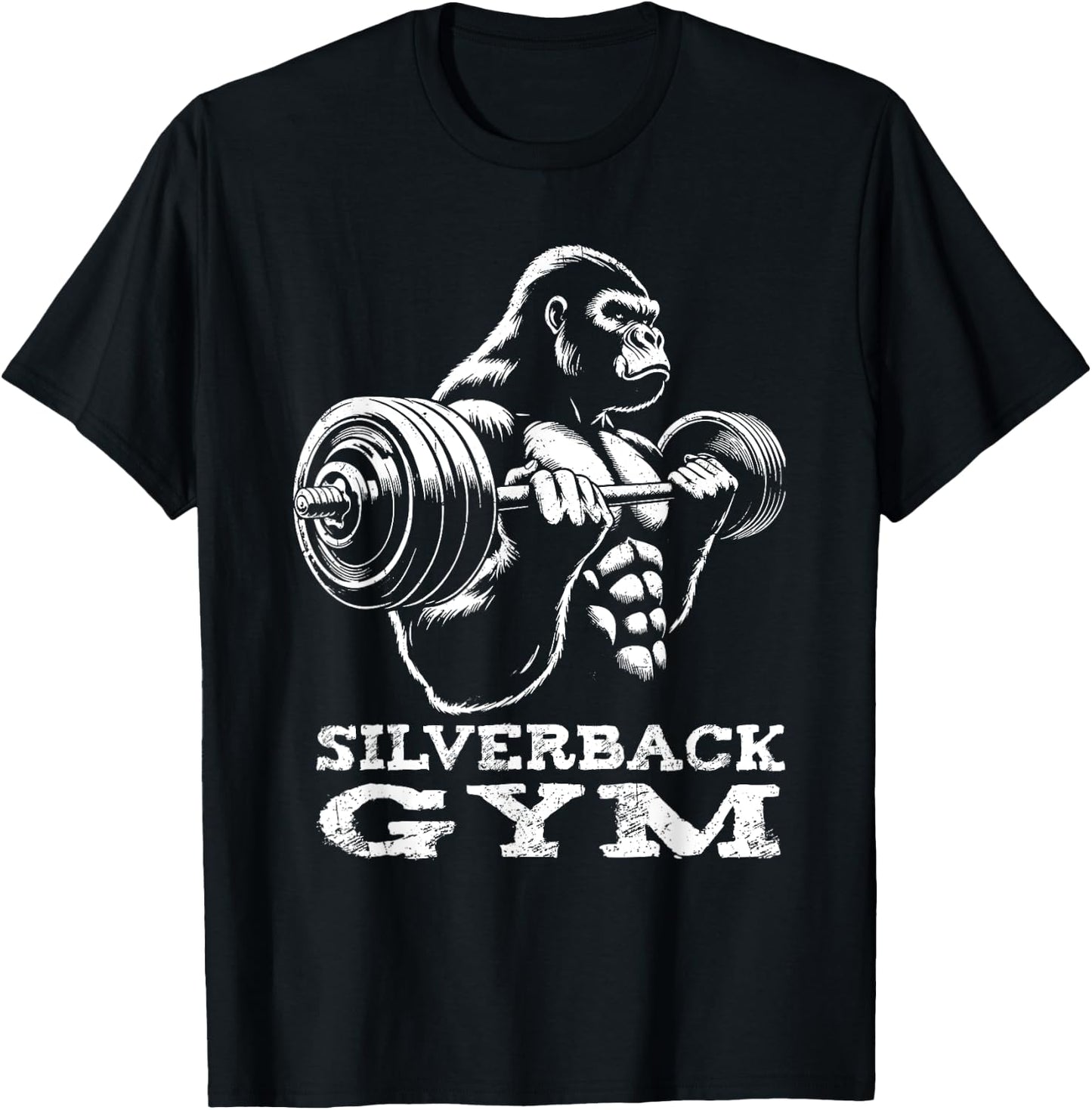 Silverback Gym Gorilla Weightlifting Workout Fitness Grunge T-Shirt - T-Shirt | Black