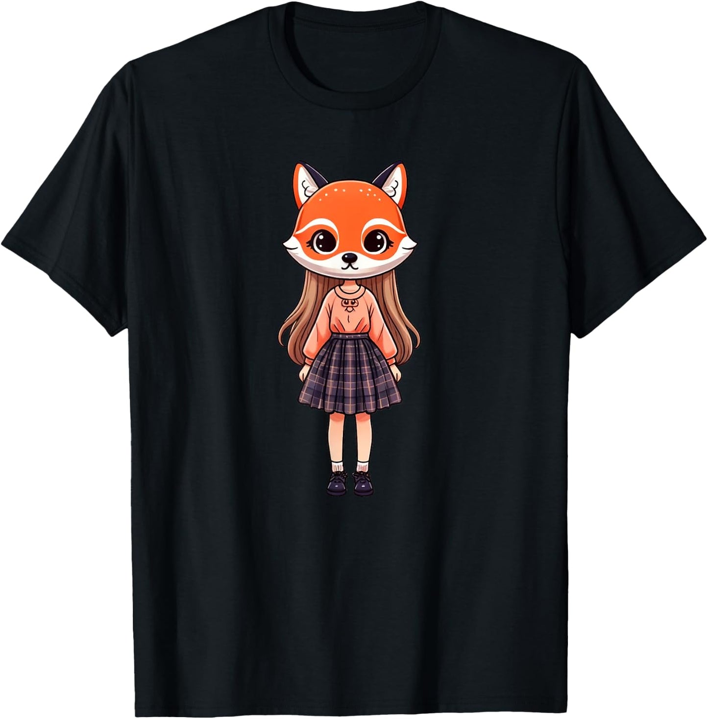 Cartoon Fox Mask Therian T-Shirt - T-Shirt | Black