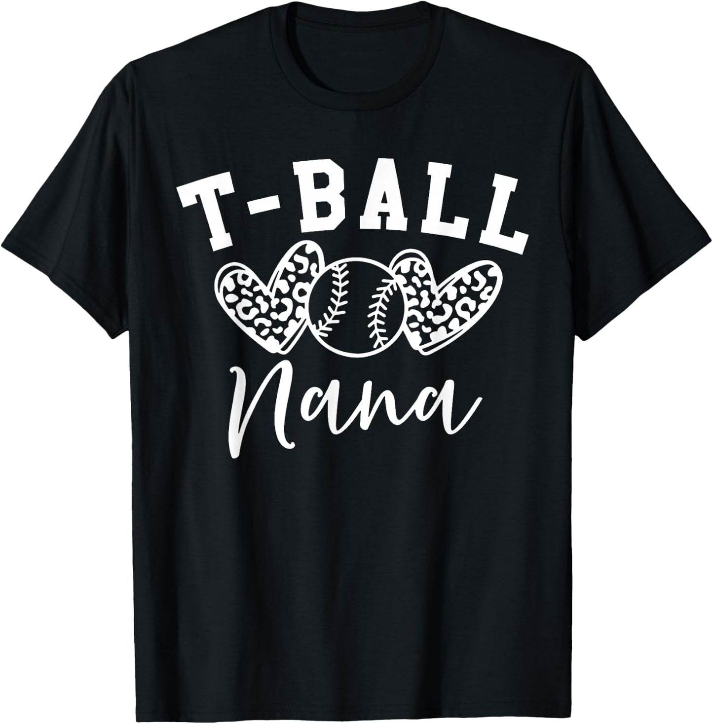 T-Ball Nana Baseball Heart Softball Nana Sport Player T-Shirt - T-Shirt | Black