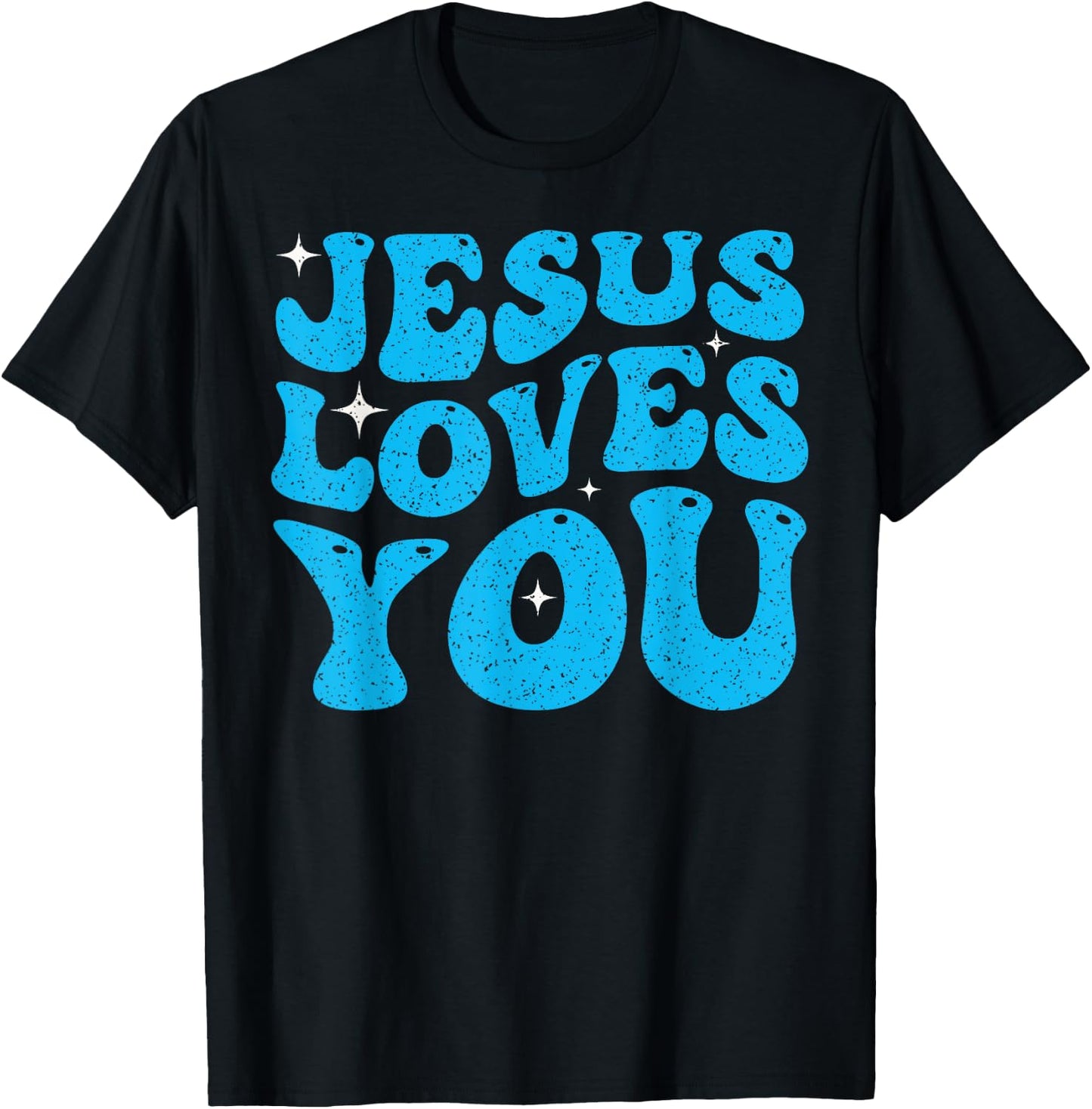 Cute Jesus Loves You Groovy Christian Faith Inspirational T-Shirt - T-Shirt | Black