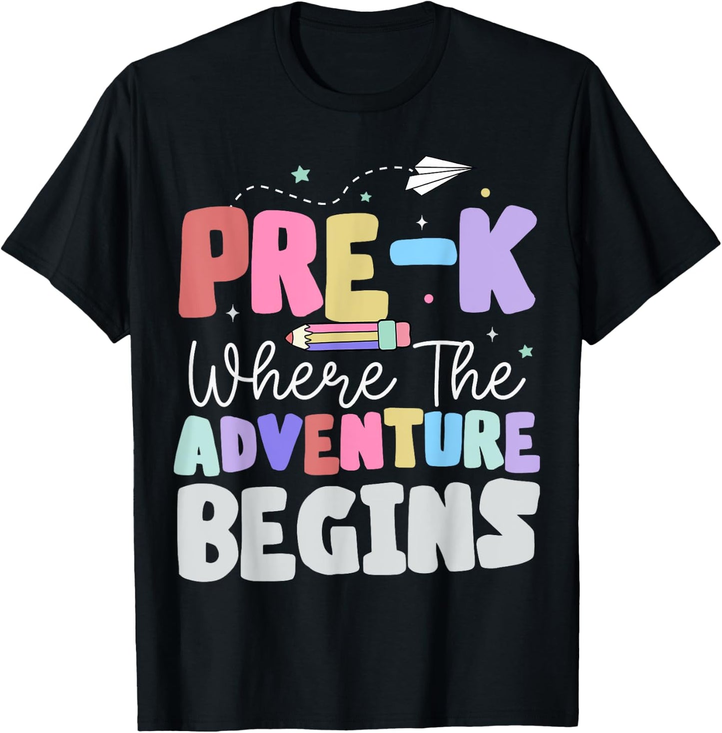 Pre-k Where The Adventure Begins First Day of Prek Teacher T-Shirt - T-Shirt | Black