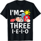 Kids I'm Three I-E-I-O 3 Years Old Farm Animal Birthday T-Shirt - T-Shirt | Black