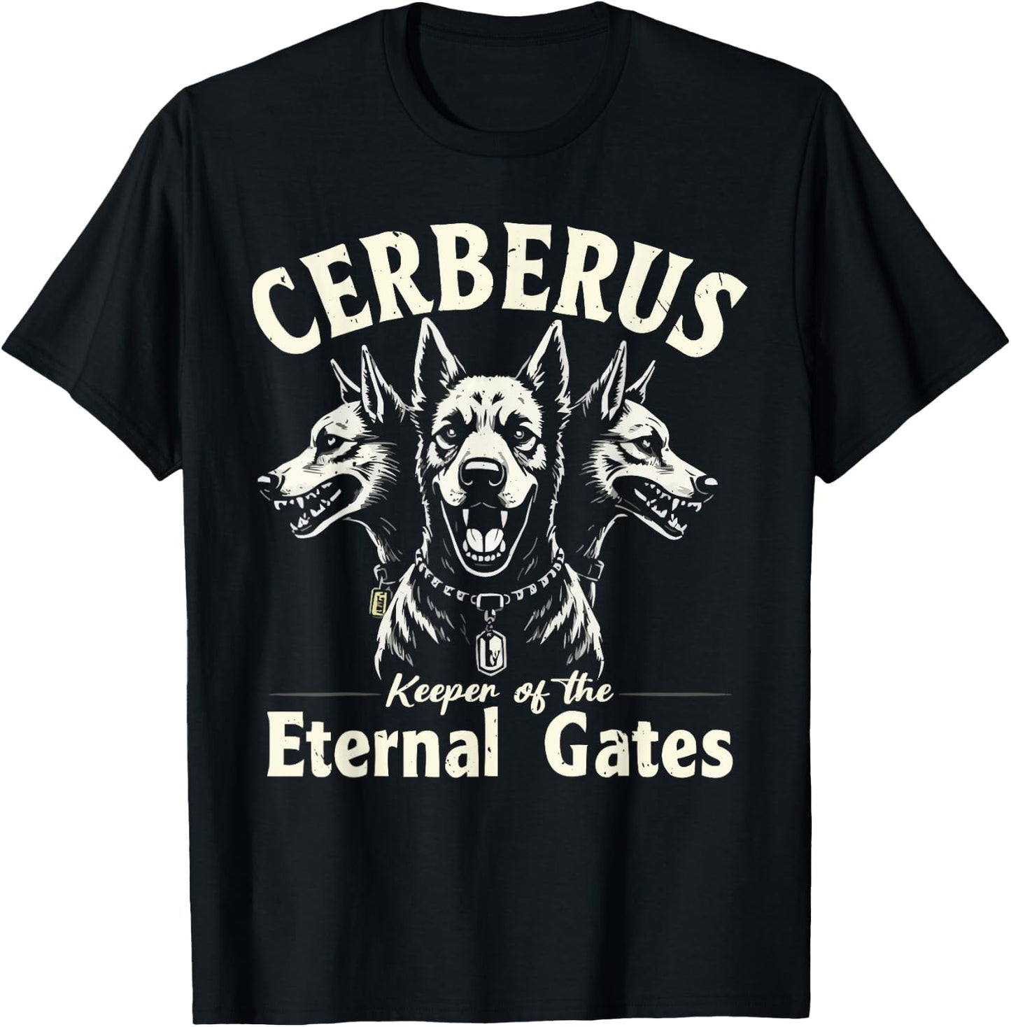 Cerberus Three Headed Dog Mythical Creature Greek Mythology T-Shirt - T-Shirt | Black