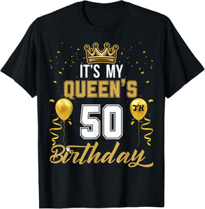 It's My Queen's 50th Birthday Ideas Celebrate Adults Vintage T-Shirt - T-Shirt | Black