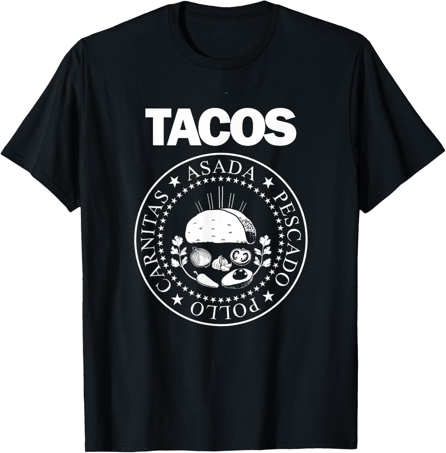 TACOS Asada Pollo Pescado Carnitas Presidential Seal T-Shirt - T-Shirt | Black