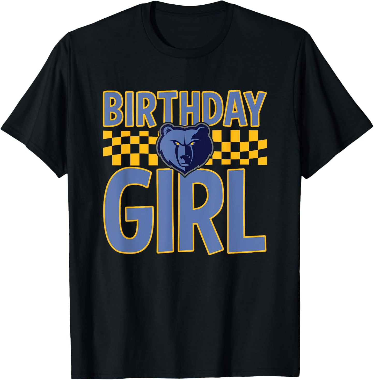 NBA Memphis Grizzlies Birthday Girl Checkered Logo T-Shirt - T-Shirt | Black