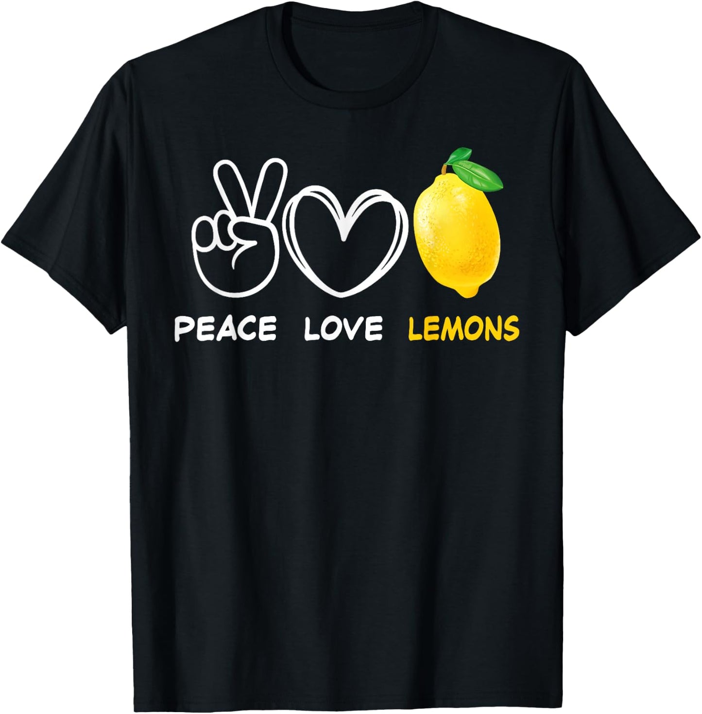 Peace, Love Lemon Retro Lemon Lover Fruit Lover T-Shirt - T-Shirt | Black