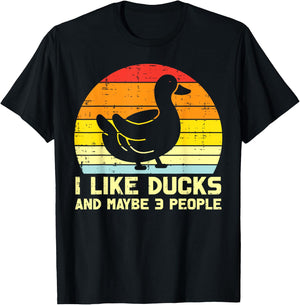 I Like Duck Maybe 3 People Retro Farm Farmer Men Women Kids T-Shirt - T-Shirt | Black