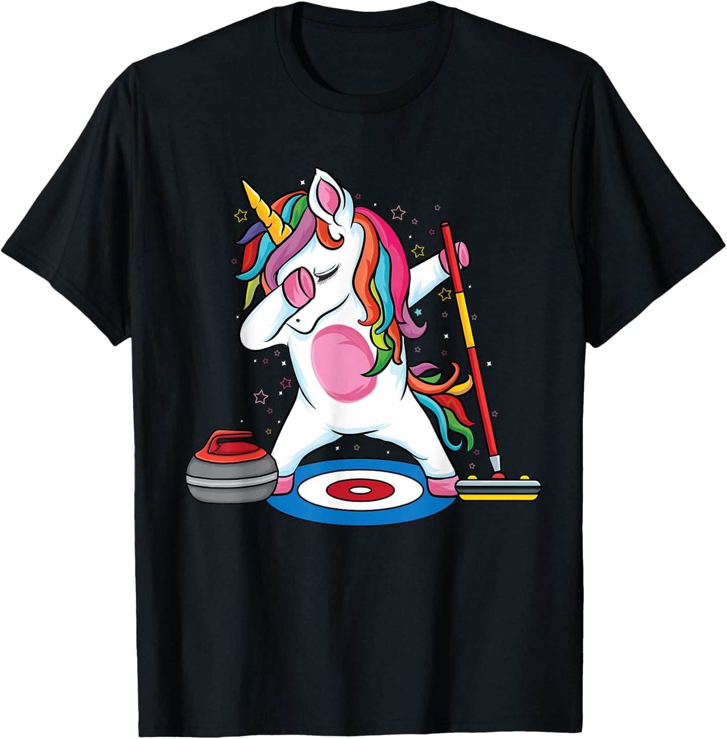 Magical Dabbing unicorn curling Player ice Sports Curling T-Shirt - T-Shirt | Black