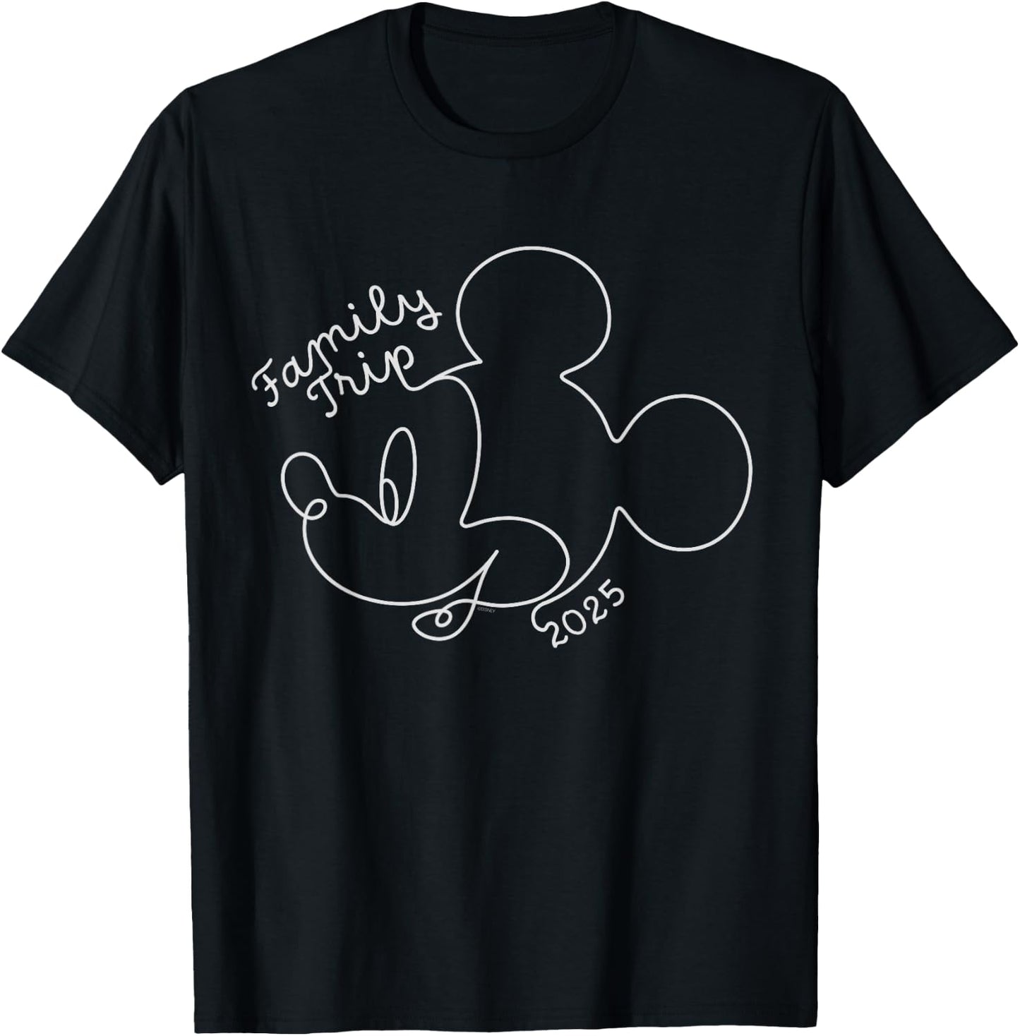 Disney Mickey Mouse Line Drawing Family Trip Vacation 2025 T-Shirt - T-Shirt | Black