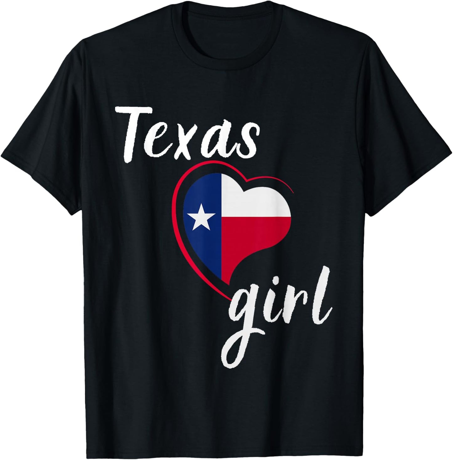 Texas Girl Red White and Blue Texas Flag T-Shirt - T-Shirt | Black