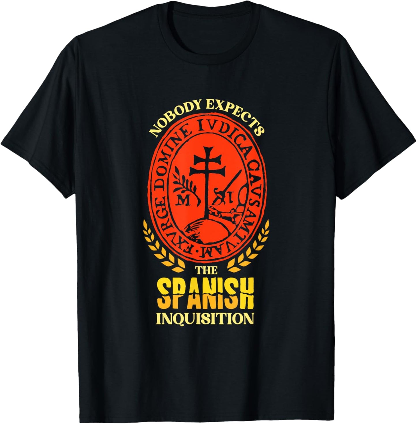 Comedy Nobody Expects the Spanish Inquisition -Adults Black Small Short Sleeve T-Shirt - T-Shirt | Black