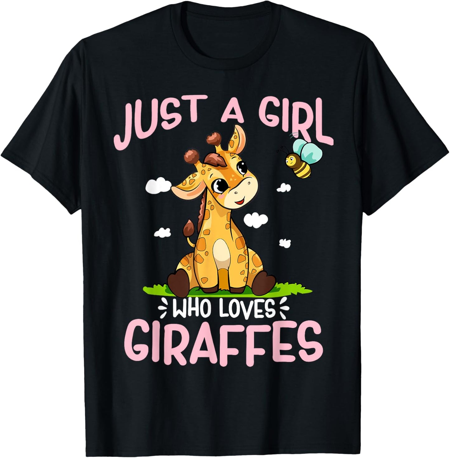 Just A Girl Who Loves Giraffes Cute Baby Giraffe T-Shirt - T-Shirt | Black