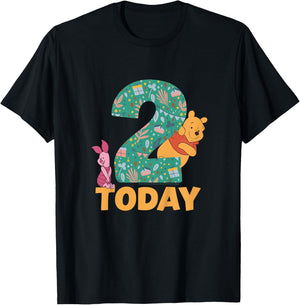Disney Winnie the Pooh & Piglet Birthday 2 Years Old Today T-Shirt - T-Shirt | Black