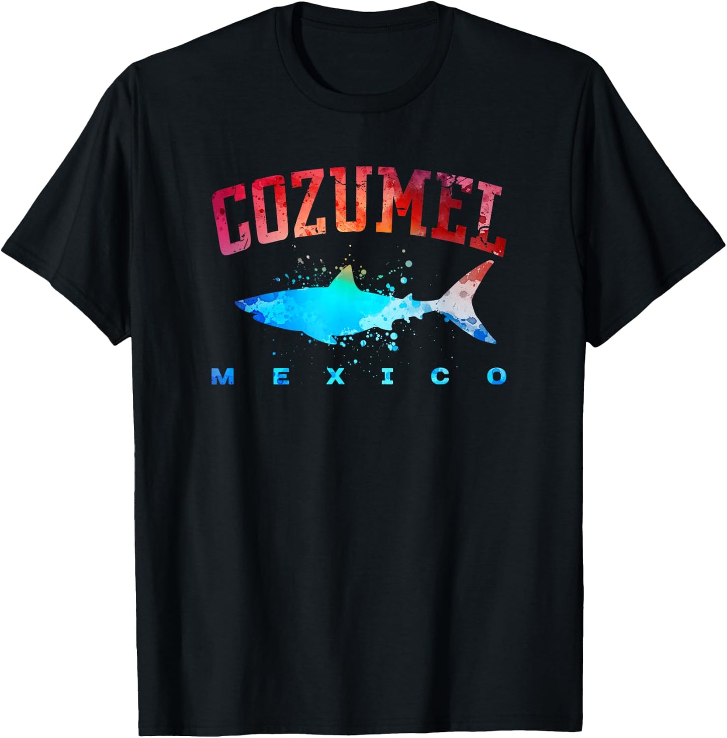 COZUMEL MEXICO Beach Vacation Great White Shark Art Vintage T-Shirt - T-Shirt | Black