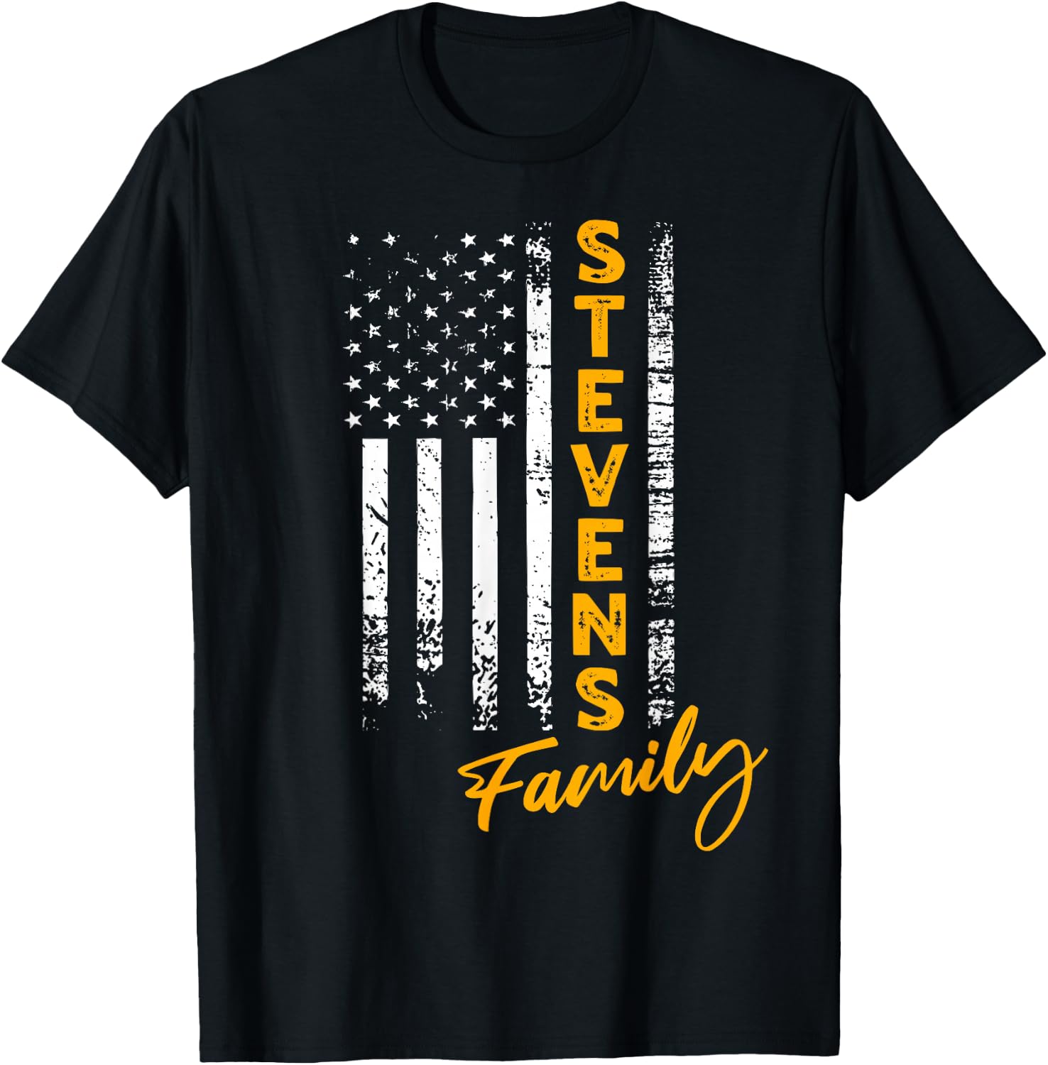 Stevens Surname American Stevens Last Name Stevens T-Shirt - T-Shirt | Black