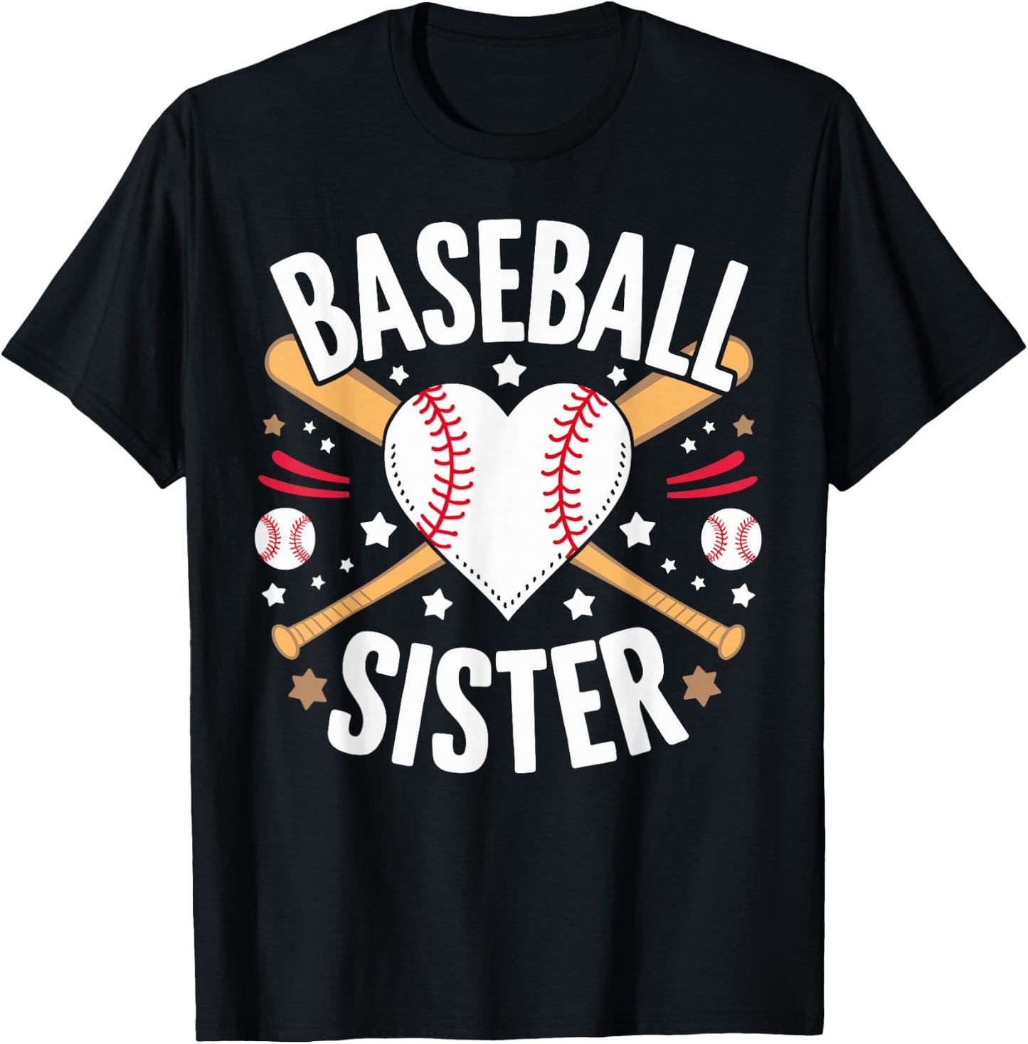 Funny Sister Baseball Sister T-Shirt - T-Shirt | Black