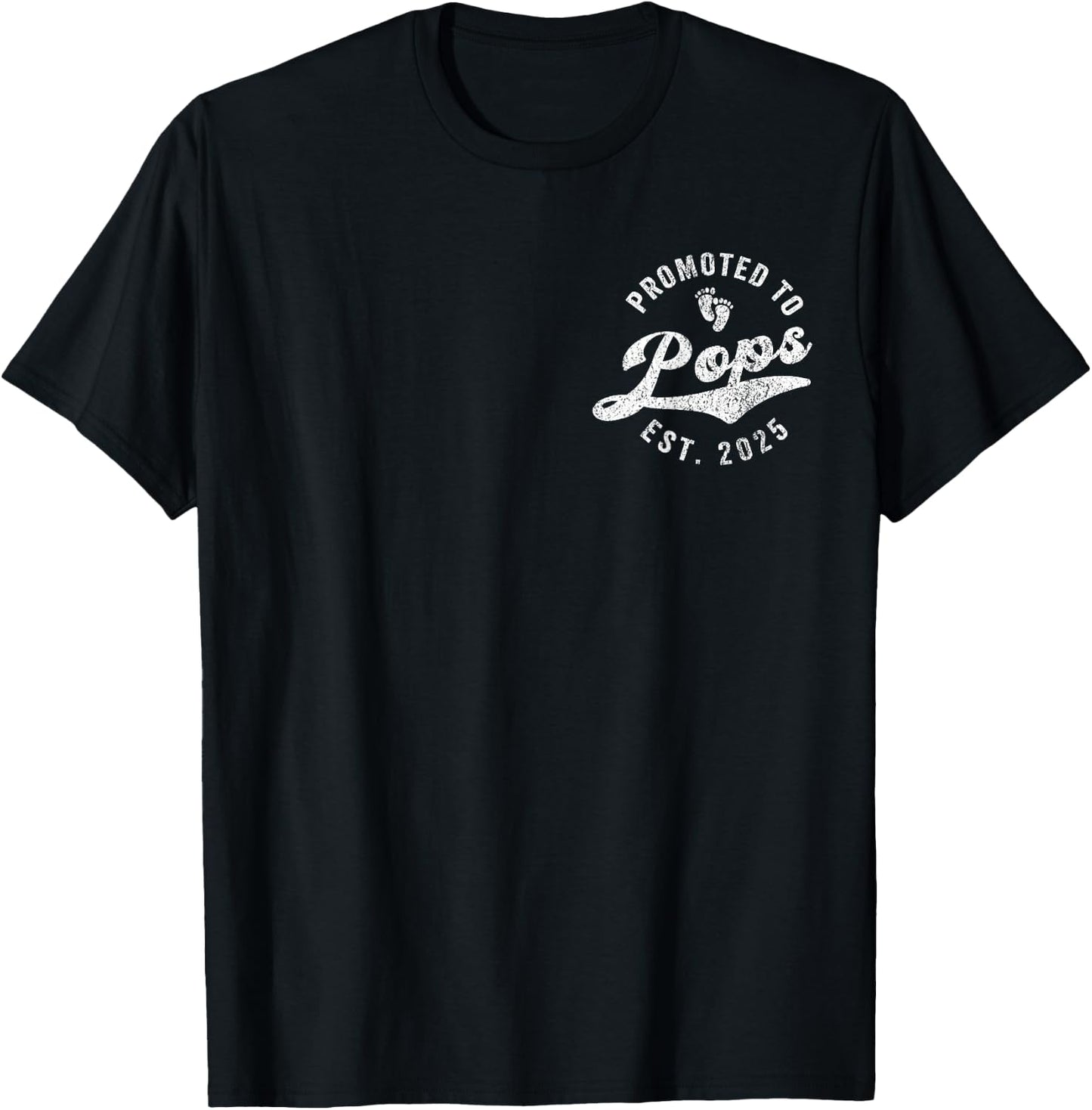 Promoted To Pops Est. 2025 First Time Grandpa T-Shirt - T-Shirt | Black