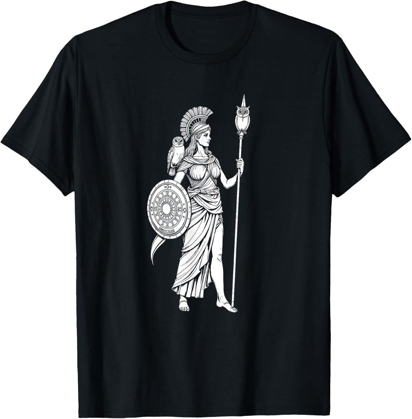 Athena Greek Mythology Design T-Shirt - T-Shirt | Black