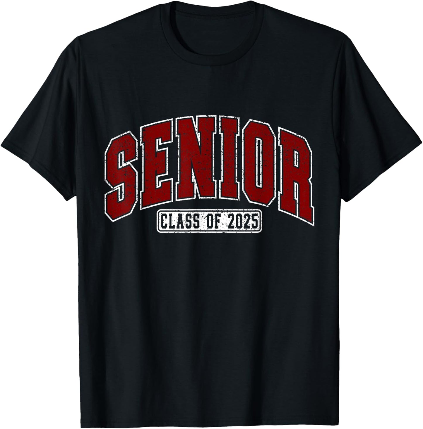 Senior Class of 2025 High School College Grad Retro Maroon T-Shirt - T-Shirt | Black