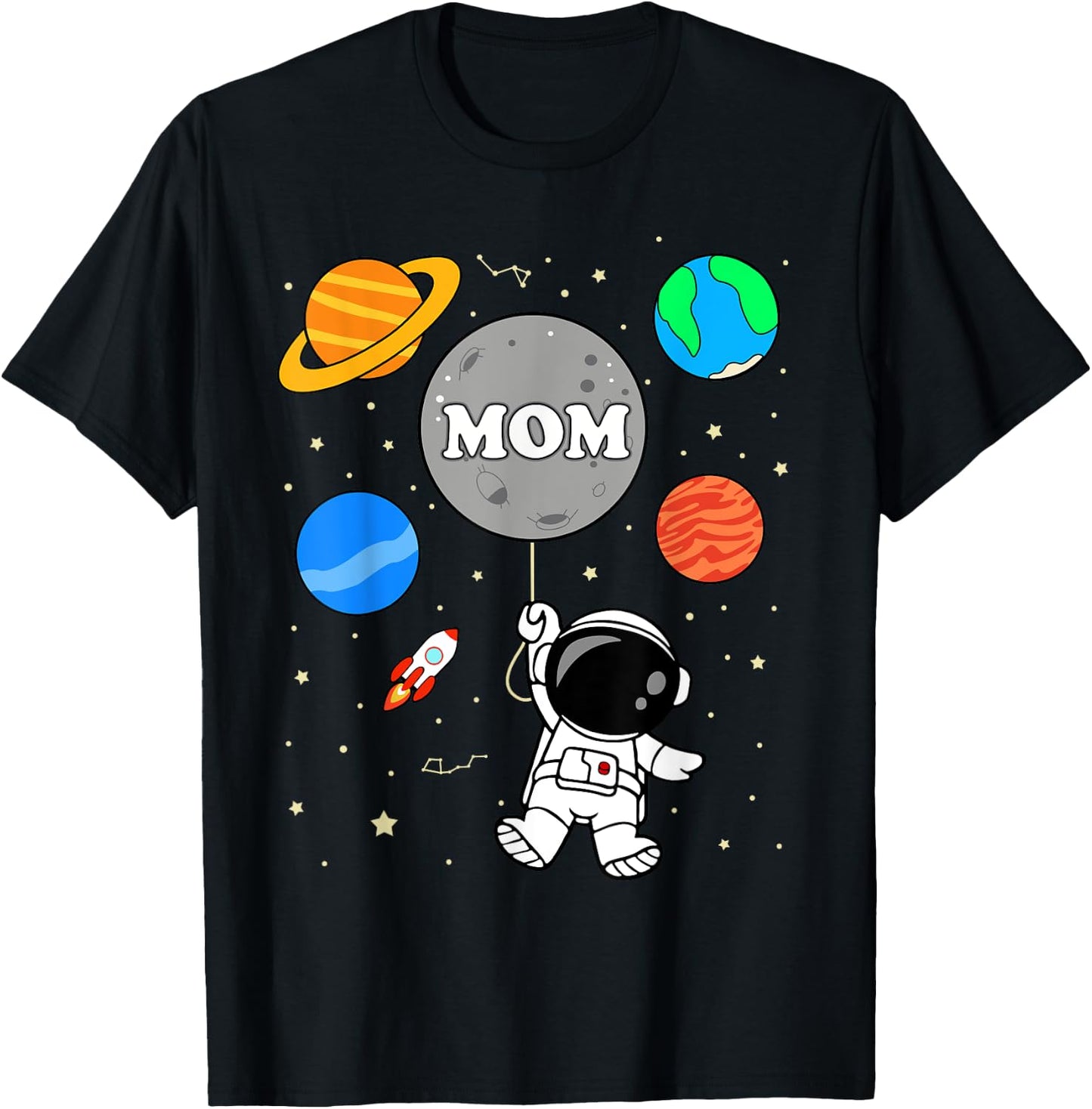 Mom Outer Space Birthday Party Family kids T-Shirt - T-Shirt | Black