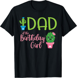Dad of The Birthday Girl Cactus Boho Matching Family T-Shirt - T-Shirt | Black