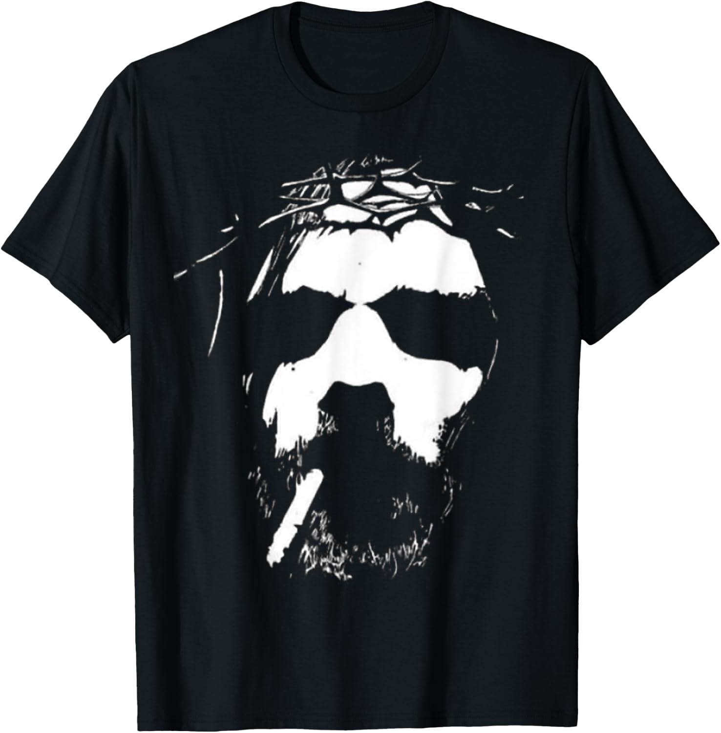 Vintage Jesus Smoking - Dark Style Art - God - Religion T-Shirt - T-Shirt | Black