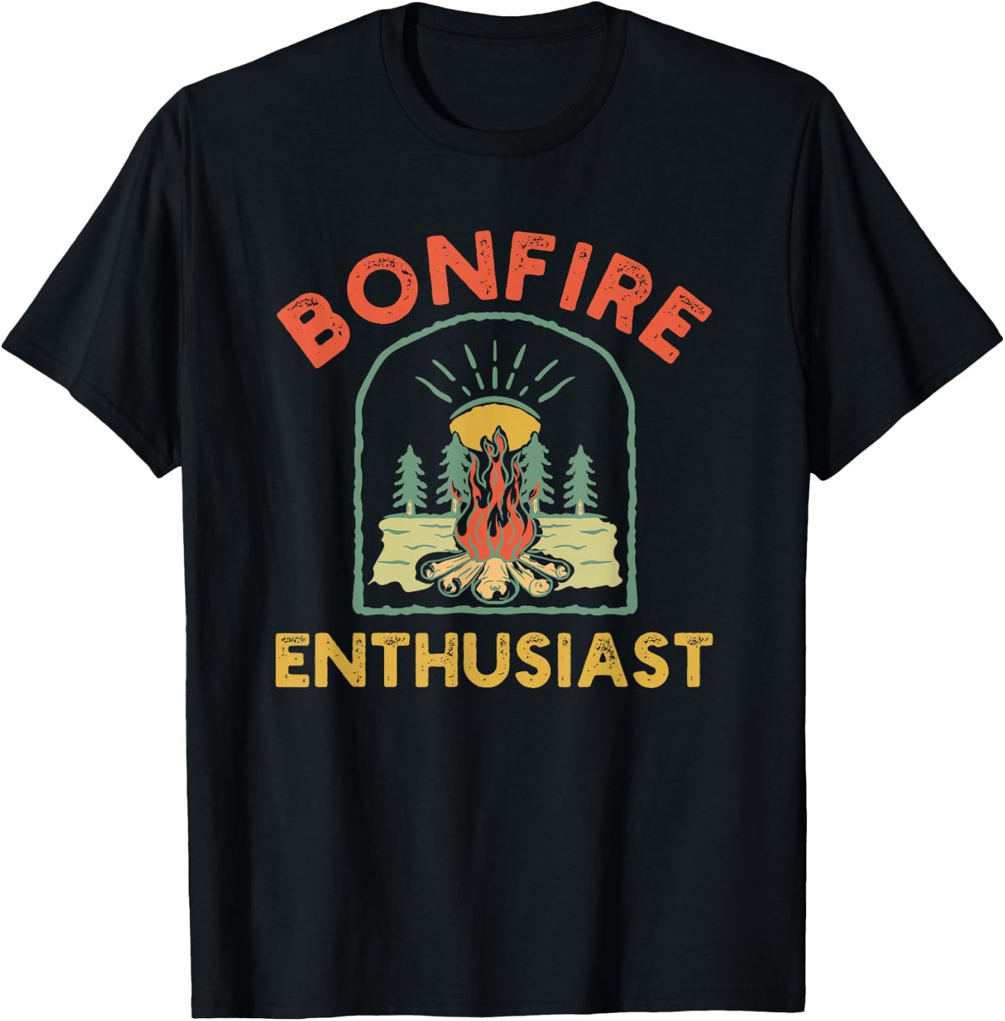 Retro Bonfire Enthusiast Campfire Funny Camping humor T-Shirt - T-Shirt | Black