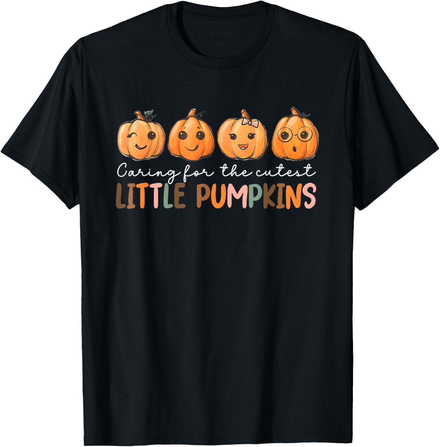 NICU Nurse Halloween Cutest Pumpkins Mother Baby Nurse Fall T-Shirt - T-Shirt | Black