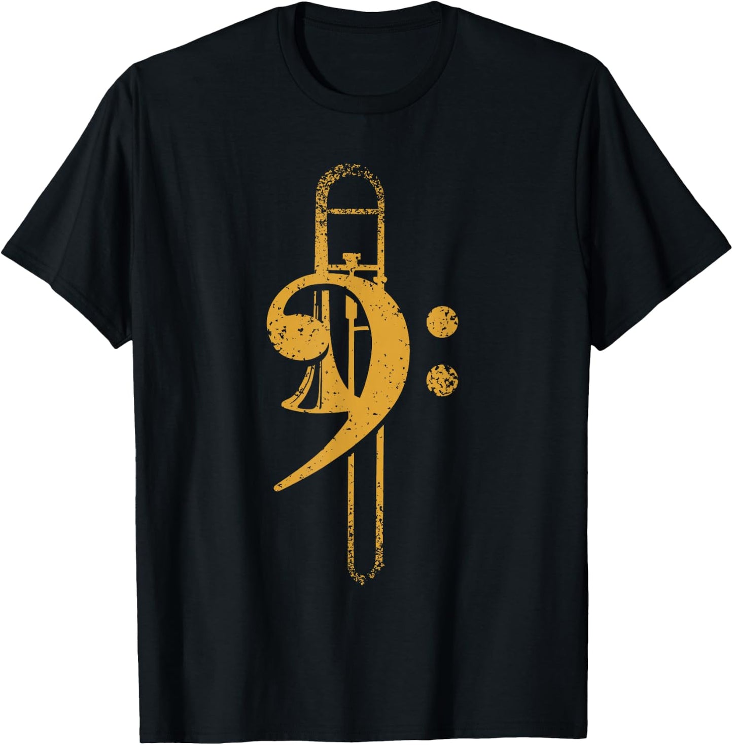 Vintage Bass Clef Trombone T-Shirt - T-Shirt | Black