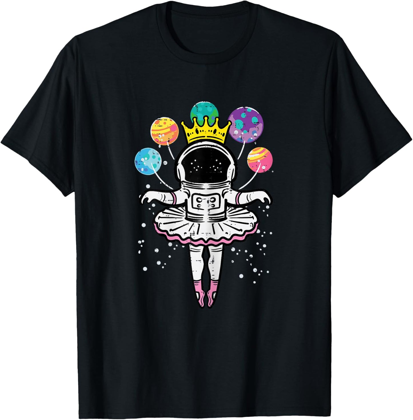 Astronaut Ballerina Space Ballet Women Girls Kids Toddler T-Shirt - T-Shirt | Black