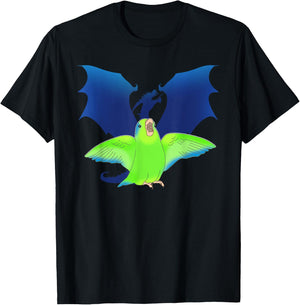 Dragon Shadow Green Parrotlet Funny Birb merch Parrot Kawaii T-Shirt - T-Shirt | Black