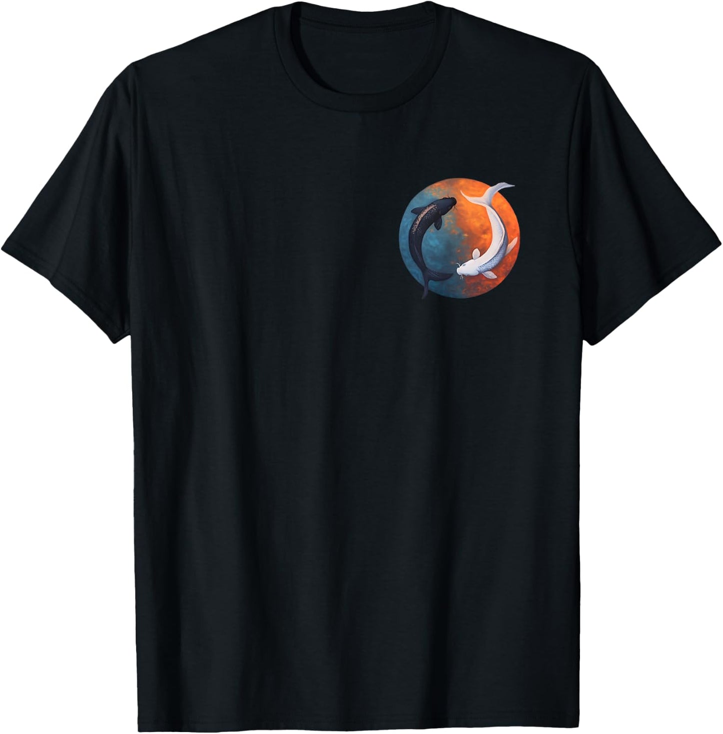 Japanese Koi Fish Yin And Yang Men Women Fisher Fishing T-Shirt - T-Shirt | Black