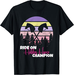 Ride On Hobby Horse Champion hobby horse T-Shirt - T-Shirt | Black
