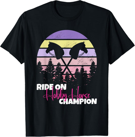 Ride On Hobby Horse Champion hobby horse T-Shirt - T-Shirt | Black