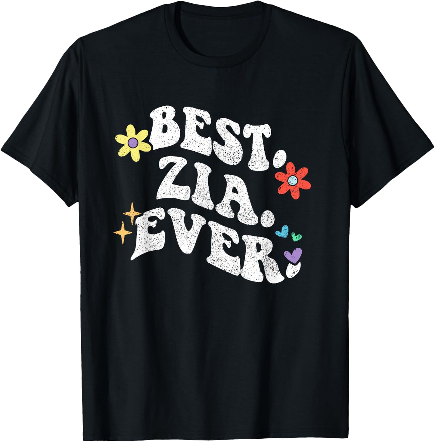 Retro Groovy Best ZIA Ever First Name Mother's Day Girl T-Shirt - T-Shirt | Black