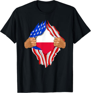 Polish Blood Inside Me | Poland Flag Gift T-Shirt - T-Shirt | Black