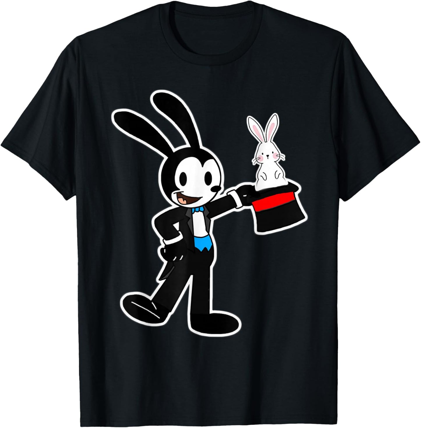 Oswald Rabbit Magician pulls Rabbit out of Hat T-Shirt - T-Shirt | Black