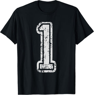 Team Jersey Uniforms Number 1 One School Sports Birthdays T-Shirt - T-Shirt | Black