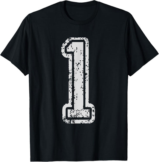 Team Jersey Uniforms Number 1 One School Sports Birthdays T-Shirt - T-Shirt | Black