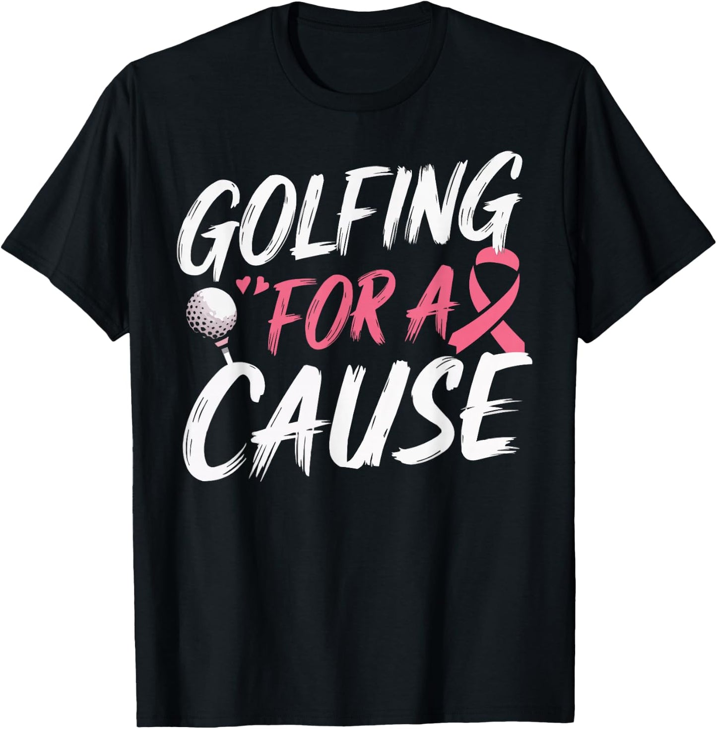 Golf Breast Cancer Awareness Month Golfer Pink Ribbon T-Shirt - T-Shirt | Black