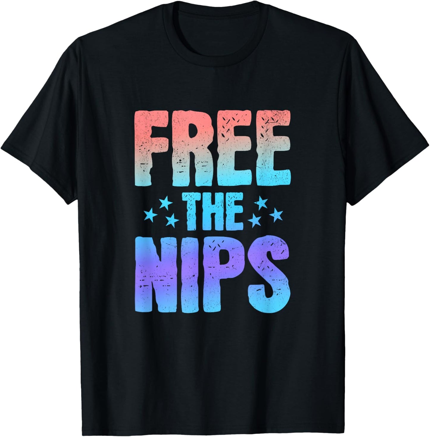 Free the Nips, Funny Nipples Phrase Quote Saying Graphic T-Shirt - T-Shirt | Black