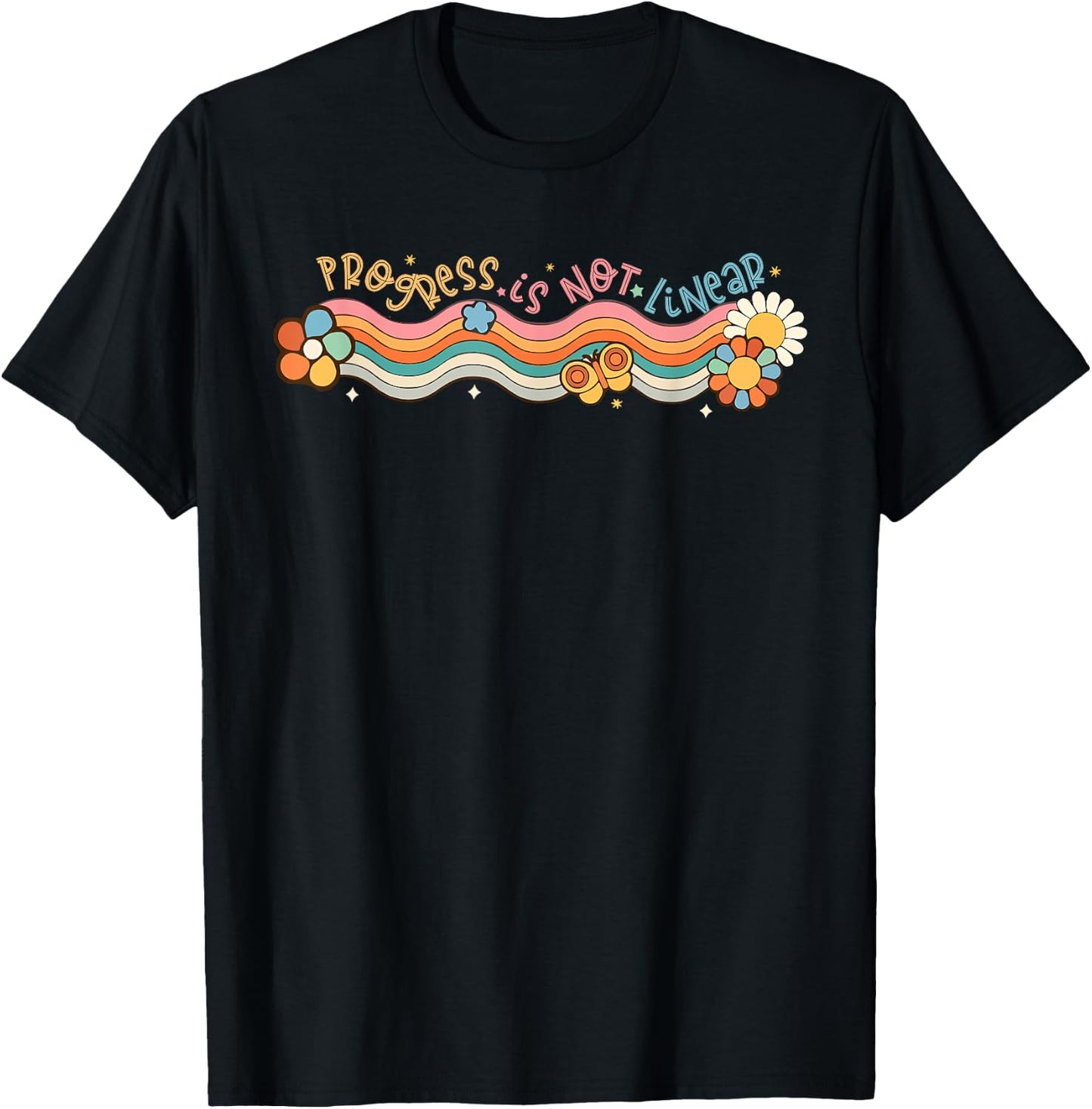 Progress Is Not Linear Teacher Student Happy Back To School Men Women Girls Kids T-Shirt - T-Shirt | Black