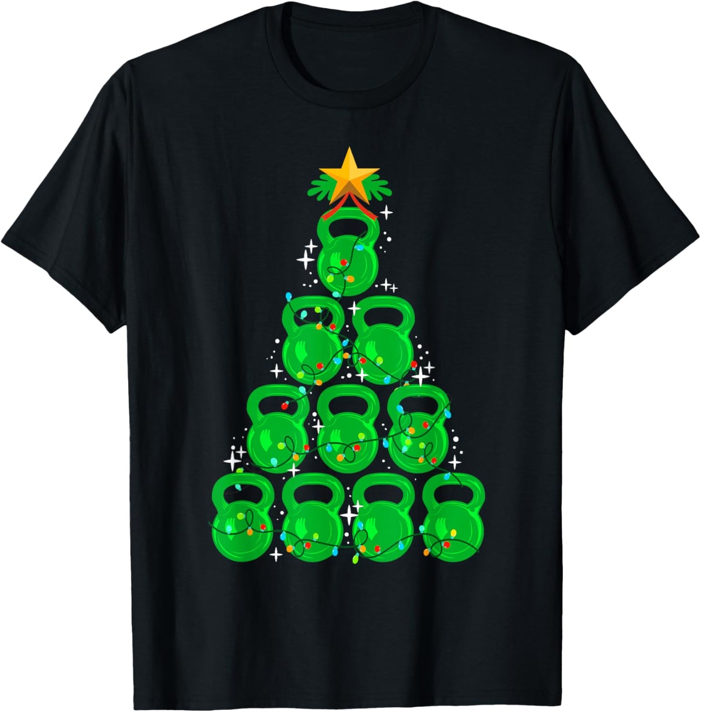 Christmas Tree Kettlebell Xmas Gym Workout Fitness Exercise T-Shirt - T-Shirt | Black