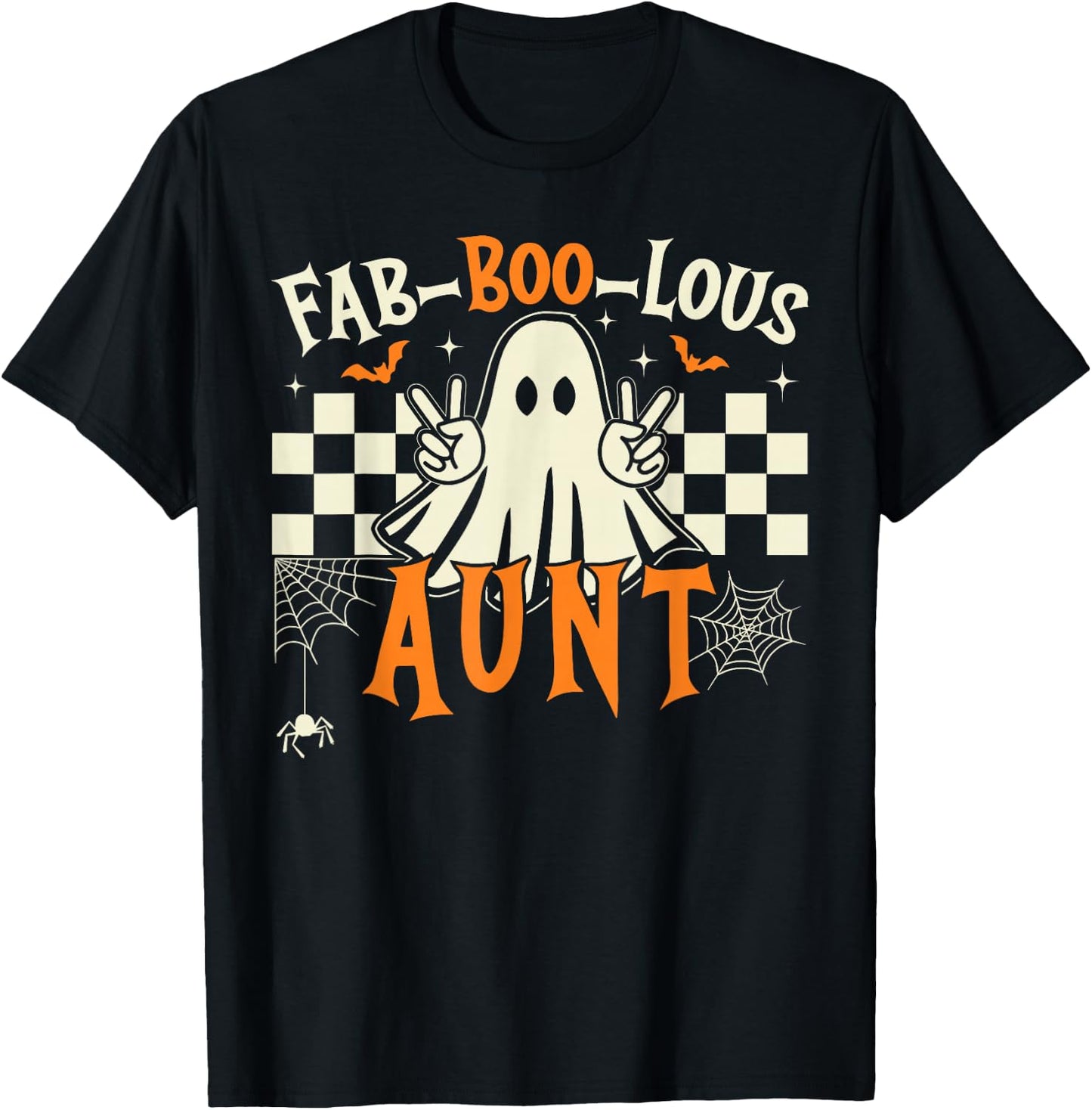 Fab Boo Lous Aunt Rero Ghost Spooky Auntie Halloween Costume T-Shirt - T-Shirt | Black