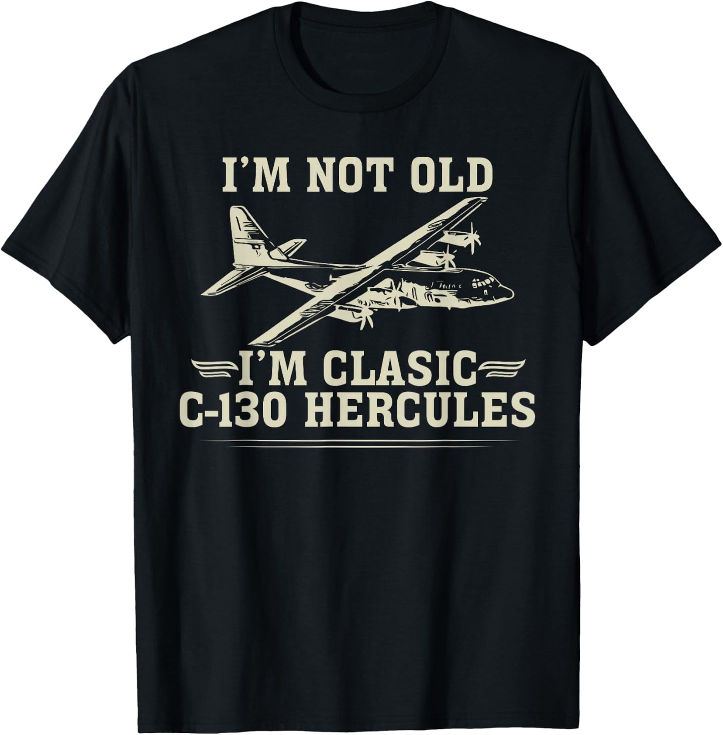 C-130 Hercules American USA Military Airplane T-Shirt - T-Shirt | Black