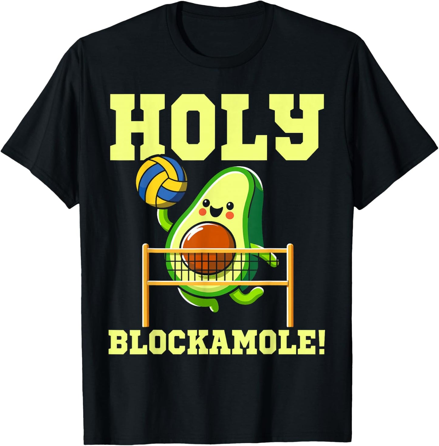 Holy Blockamole volleyball player avocado volleyball funny T-Shirt - T-Shirt | Black