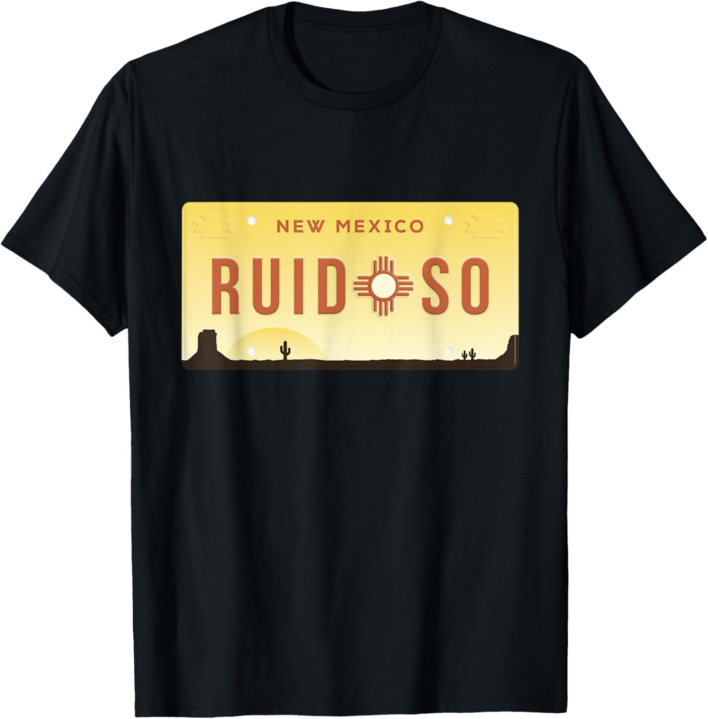 Vintage Ruidoso New Mexico Desert Landscape Zia Sun Symbol T-Shirt - T-Shirt | Black
