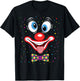 Carnival Clown Face Circus Costume Kids Men Women Carnivals T-Shirt - T-Shirt | Black